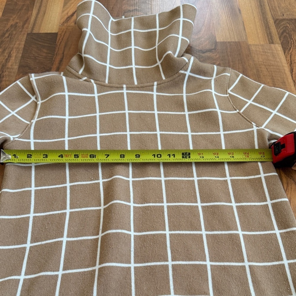 J. Crew Tan Turtleneck Sweater with White Grid - Picture 7 of 7
